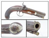 1800s Engraved ENGLISH Antique TAYLOR .43 Caliber Percussion Pistol Brit Ornate, Gold and German Silver Banded Pistol - 1 of 17