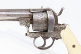 ENGRAVED, Nickel, IVORY Antique European 11mm PINFIRE REVOLVER Belgium 1850 Large, Ornate Double Action 19th Century Sidearm! - 4 of 22
