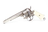 ENGRAVED, Nickel, IVORY Antique European 11mm PINFIRE REVOLVER Belgium 1850 Large, Ornate Double Action 19th Century Sidearm! - 2 of 22