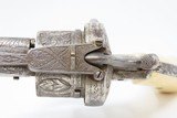 ENGRAVED, Nickel, IVORY Antique European 11mm PINFIRE REVOLVER Belgium 1850 Large, Ornate Double Action 19th Century Sidearm! - 8 of 22