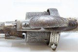 ENGRAVED, Nickel, IVORY Antique European 11mm PINFIRE REVOLVER Belgium 1850 Large, Ornate Double Action 19th Century Sidearm! - 13 of 22