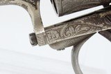 ENGRAVED, Nickel, IVORY Antique European 11mm PINFIRE REVOLVER Belgium 1850 Large, Ornate Double Action 19th Century Sidearm! - 6 of 22