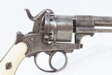 1870s Antique IVORY, INLAYS 9mm PINFIRE Double Action REVOLVER Belgium Mid-19th European Sidearm with IVORY GRIPS! - 15 of 19