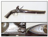 BRASS BARRELED .58 Cal FLINTLOCK Pistol with Antique RAMSAY SUTHERLAND Lock Large Pistol with British Musket Lock! - 1 of 18