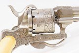 ENGRAVED Antique Belgian PINFIRE Folding Trigger Double Action REVOLVER IVORY GRIPS, FLORAL Scroll 8mm Sidearm! - 17 of 18