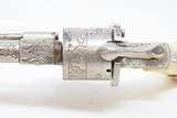 ENGRAVED Antique Belgian PINFIRE Folding Trigger Double Action REVOLVER IVORY GRIPS, FLORAL Scroll 8mm Sidearm! - 7 of 18