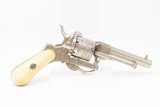 ENGRAVED Antique Belgian PINFIRE Folding Trigger Double Action REVOLVER IVORY GRIPS, FLORAL Scroll 8mm Sidearm! - 15 of 18