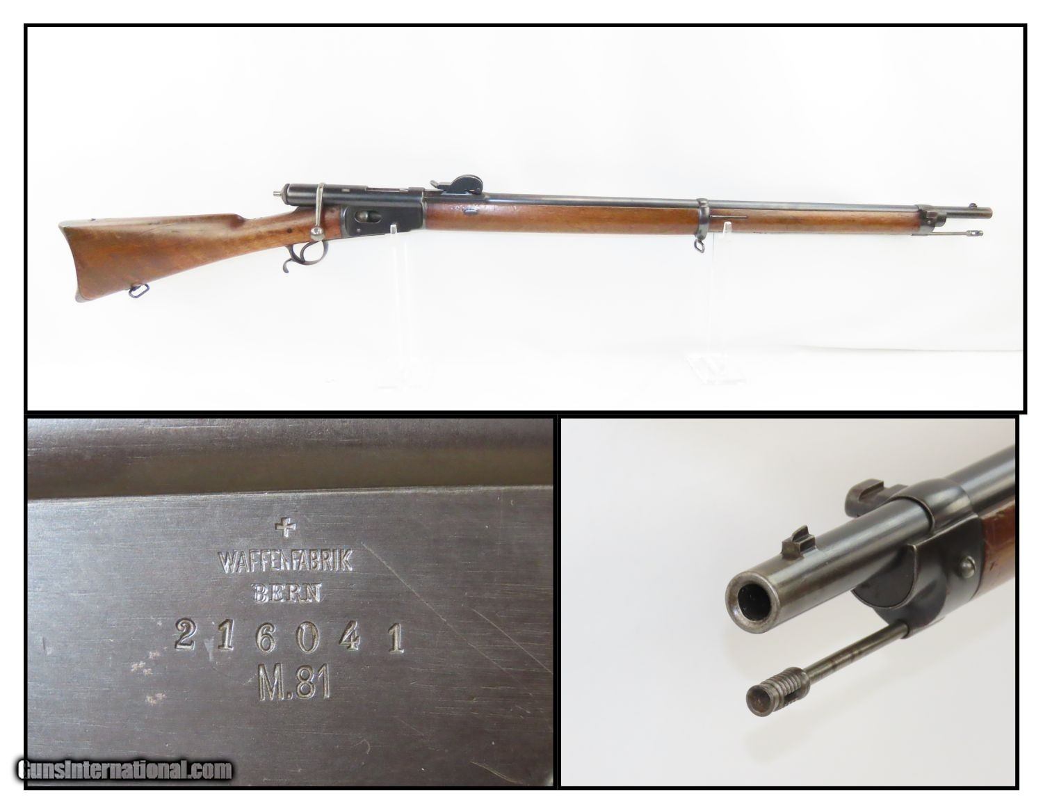 Antique SWISS WAFFENFABRIK BERN Model 1881 VETTERLI 10.4mm Rifle Fine ...