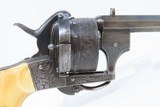 12-Shot Revolver CASED, ENGRAVED Antique ARENDT Pinfire 7.65mm LYON, FRANCE Fully Outfitted with IVORY GRIP & Accoutrements - 21 of 25
