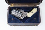 PEPPERBOX Cased ENGRAVED, Ivory MEYERS BREVETE 7mm Pinfire Revolver Antique Stately Folding Trigger with ANTIQUE IVORY GRIPS - 3 of 20