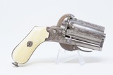 PEPPERBOX Cased ENGRAVED, Ivory MEYERS BREVETE 7mm Pinfire Revolver Antique Stately Folding Trigger with ANTIQUE IVORY GRIPS - 17 of 20