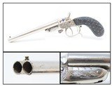 ENGRAVED Antique DOUBLE BARREL Belgian Percussion SIDE x SIDE Pocket Pistol ENGRAVED .380 Self Defense Pocket Pistol! - 1 of 17