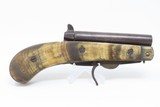 Scarce 1800s HORSEMAN’S POCKET KNIFE/PISTOL .36 Caliber Percussion AntiqueMULTI-TOOL w DAMASCUS BARREL & HORN GRIPS - 12 of 14
