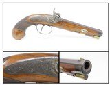 1850s HANOVER German .48 Caliber Percussion Pistol by LÖFFLER Antique Engraved, Single Set Trigger, Octagonal Barrel - 1 of 18