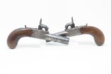 Engraved PAIR of SMITH ENGLISH Antique BOXLOCK Percussion BELT/MUFF Pistols With FOLDING TRIGGERS & SCREW OFF BARRELS! - 2 of 25