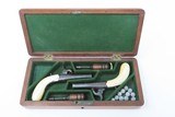 Brace of CASED & ENGRAVED Antique DURS EGG .36 Caliber PERCUSSION Pistols1840s London, England Self-Defense Sidearms with ACCESORIES - 2 of 25