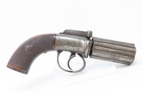 Engraved BRITISH Antique .36 Cal. BAR HAMMER Percussion PEPPERBOX Revolver
1840s 6-Shot Self Defense Revolver - 14 of 17