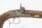 Antique PAIR of ENGRAVED Belgian .48 Cal. Percussion TARGET/DUELING Pistols Liege Proofed Pistols with RELIEF CARVED STOCKS - 21 of 25