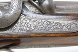 Antique PAIR of ENGRAVED Belgian .48 Cal. Percussion TARGET/DUELING Pistols Liege Proofed Pistols with RELIEF CARVED STOCKS - 23 of 25