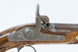 Antique PAIR of ENGRAVED Belgian .48 Cal. Percussion TARGET/DUELING Pistols Liege Proofed Pistols with RELIEF CARVED STOCKS - 5 of 25