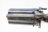 Antique EUROPEAN Multi Barrel FOLDING Trigger 7mm Caliber PINFIRE PEPPERBOX Pocket Size European 1880s Double Action Self Defense Pistol - 9 of 13