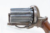 Antique EUROPEAN Multi Barrel FOLDING Trigger 7mm Caliber PINFIRE PEPPERBOX Pocket Size European 1880s Double Action Self Defense Pistol - 4 of 14