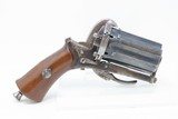 Antique EUROPEAN Multi Barrel FOLDING Trigger 7mm Caliber PINFIRE PEPPERBOX Pocket Size European 1880s Double Action Self Defense Pistol - 12 of 14