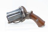 Antique EUROPEAN Multi Barrel FOLDING Trigger 7mm Caliber PINFIRE PEPPERBOX Pocket Size European 1880s Double Action Self Defense Pistol - 2 of 14