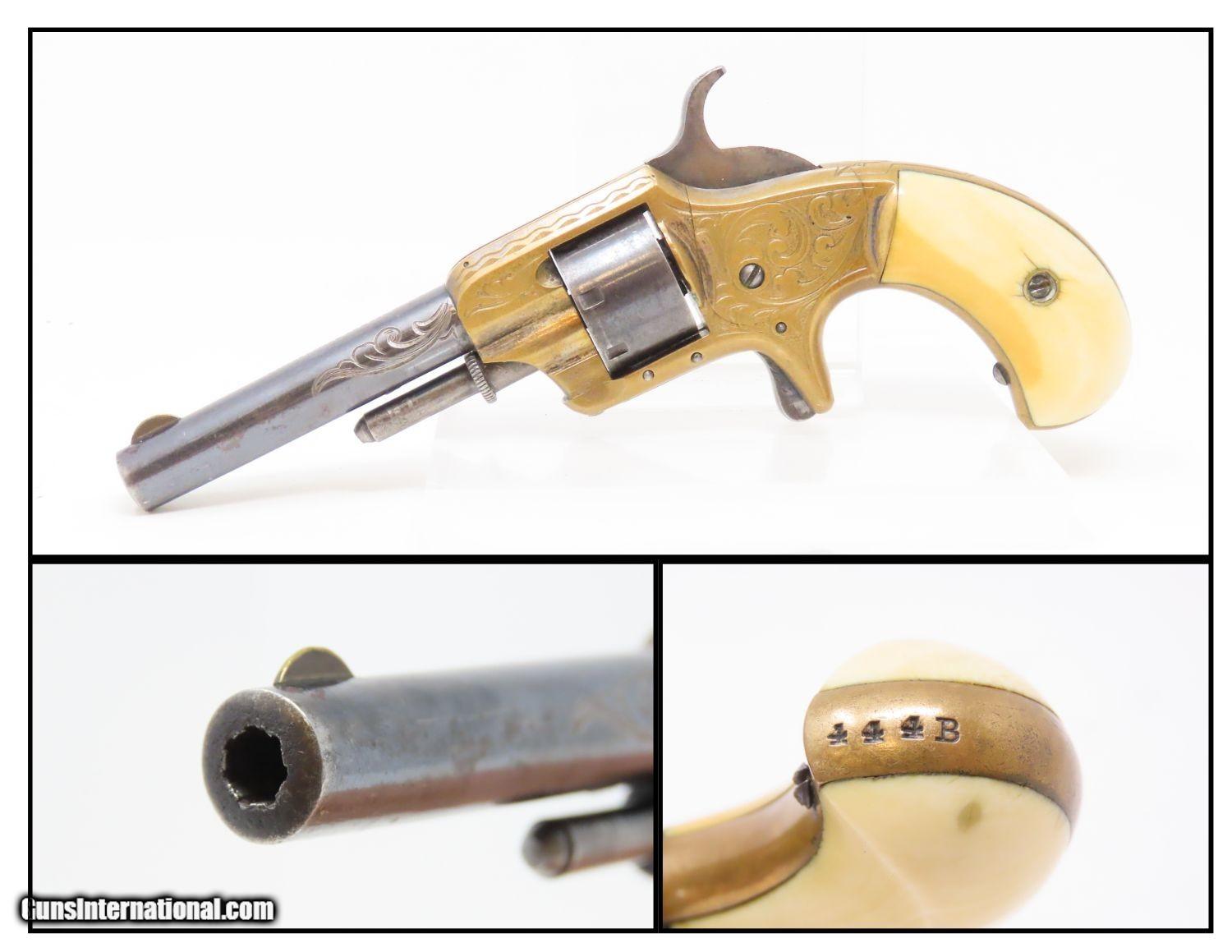 1870s Engraved, IVORY Eli WHITNEY .22 Rimfire No. 1 POCKET Revolver ...