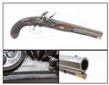 British Antique THOMAS of LONDON Engraved FLINTLOCK Officer Pistol .66 Cal. Circa 1800 Engraved, Gold Embellished Sidearm - 1 of 17
