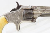 Cased, Engraved, Ivory OLD WEST Antique SMITH & WESSON No. 1 Revolver .22 S 19th Century POCKET CARRY 7-Shot .22 - 18 of 19