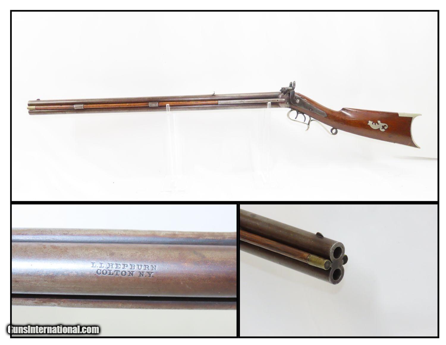 ENGRAVED Antique L.L. HEPBURN Percussion .40 Cal. OVER/UNDER Double ...