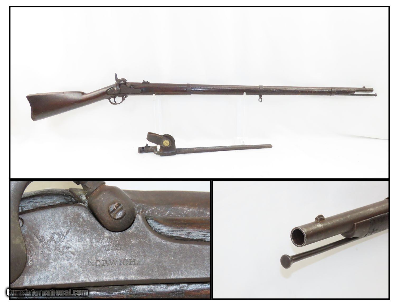 CIVIL WAR Antique NORWICH ARMS Contract Model 1861 .58 Caliber Rifle ...