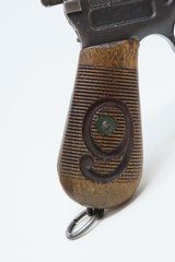 c1917 German MAUSER WORLD WAR I BROOMHANDLE PISTOL 9x19mm Holster WWI C&R
With “RED 9” GRIPS and LEATHER HOLSTER! - 23 of 25