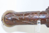 LARGE 1821 Dated Antique SPANISH MIQUELET .74 Caliber FLINTLOCK Belt Pistol
Miquelet Flintlock with DEEP RELIEF CARVED STOCK - 11 of 20