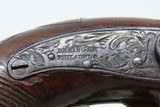 Antique PHILADELPHIA DERINGER Percussion Pistol ENGRAVED Pocket 1850s ENGRAVED Self Defense Pistol with German Silver Accents! - 6 of 17
