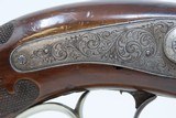PRUSSIAN Antique PERCUSSION Target Pistol by HENCKELS .44 Caliber German LA Very Fancy with Engraved German Silver, Twist Barrel, Carved Stock - 6 of 18