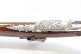 PRUSSIAN Antique PERCUSSION Target Pistol by HENCKELS .44 Caliber German LA Very Fancy with Engraved German Silver, Twist Barrel, Carved Stock - 9 of 18