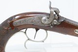 PRUSSIAN Antique PERCUSSION Target Pistol by HENCKELS .44 Caliber German LA Very Fancy with Engraved German Silver, Twist Barrel, Carved Stock - 4 of 18