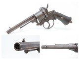 1850s Antique BELGIAN Proofed 9mm Caliber PINFIRE Double Action RevolverEuropean Conceal & Carry Sidearm - 1 of 17