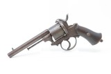 1850s Antique BELGIAN Proofed 9mm Caliber PINFIRE Double Action RevolverEuropean Conceal & Carry Sidearm - 2 of 17
