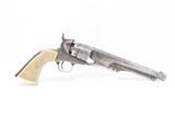 c1866 ENGRAVED Antique COLT Model 1860 ARMY .44 Caliber Percussion REVOLVER
With RELIEF CARVED Mexican Eagle ANTIQUE IVORY Grip - 19 of 20