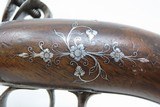 c1770s ENGRAVED Antique HARRISON of LONDON Queen Anne FLINTLOCK Pistol .45With Cast SILVER POMMEL Cap and INLAYS - 12 of 18