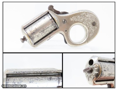 ENGRAVED Antique JAMES REID “My Friend” KNUCKLE DUSTER .22 Caliber REVOLVER 1870s Catskill, New York BRASS KNUCKLE PISTOL Combination