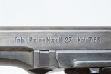 c1942 mfr WORLD WAR II German OCCUPIED CZECH CZ Model 27 Pistol Sidearm C&ROccupied Czechoslovakia Production with HOLSTER - 8 of 20