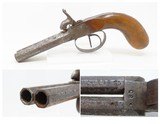 Antique DOUBLE BARREL Unmarked BOXLOCK Percussion SIDE x SIDE Pocket Pistol .44 Caliber Self Defense Muff / Pocket Pistol! - 1 of 17