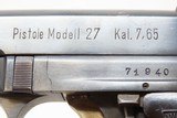 WORLD WAR II NAZI German OCCUPIED CZECH Semi-Auto CZ Model 27 Pistol C&RBlue Finished, Nazi Occupied Czechoslovakia - 6 of 20