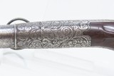 ENGRAVED, DAMASCUS Folding Trigger CONCEALED SIDE HAMMER Pistol .50 Antique European Pocket Carry Sidearm - 15 of 16