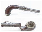 ENGRAVED, DAMASCUS Folding Trigger CONCEALED SIDE HAMMER Pistol .50 Antique European Pocket Carry Sidearm