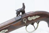 1850s Antique DERINGER Pistol .36 Caliber PERCUSSION Pocket Concealed Carry With Engraved German Silver Hardware - 15 of 16